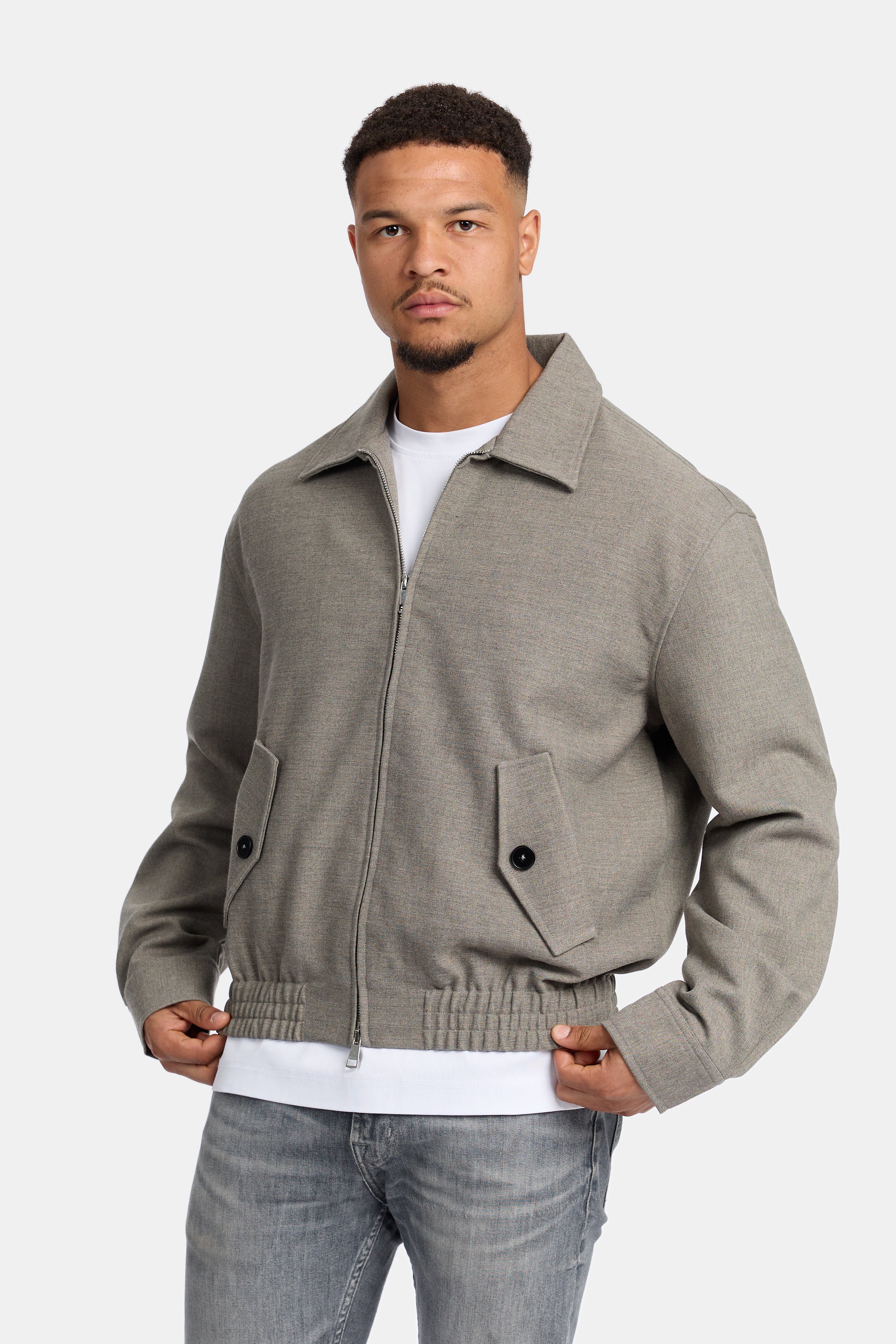 CROPPPED PILOT JACKET LIGHT GREY