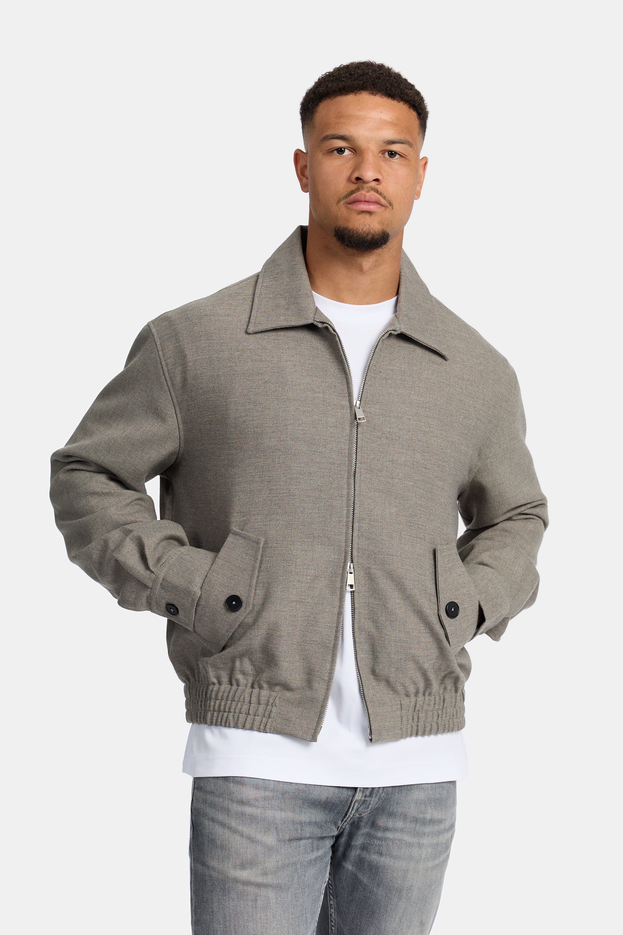 CROPPPED PILOT JACKET LIGHT GREY