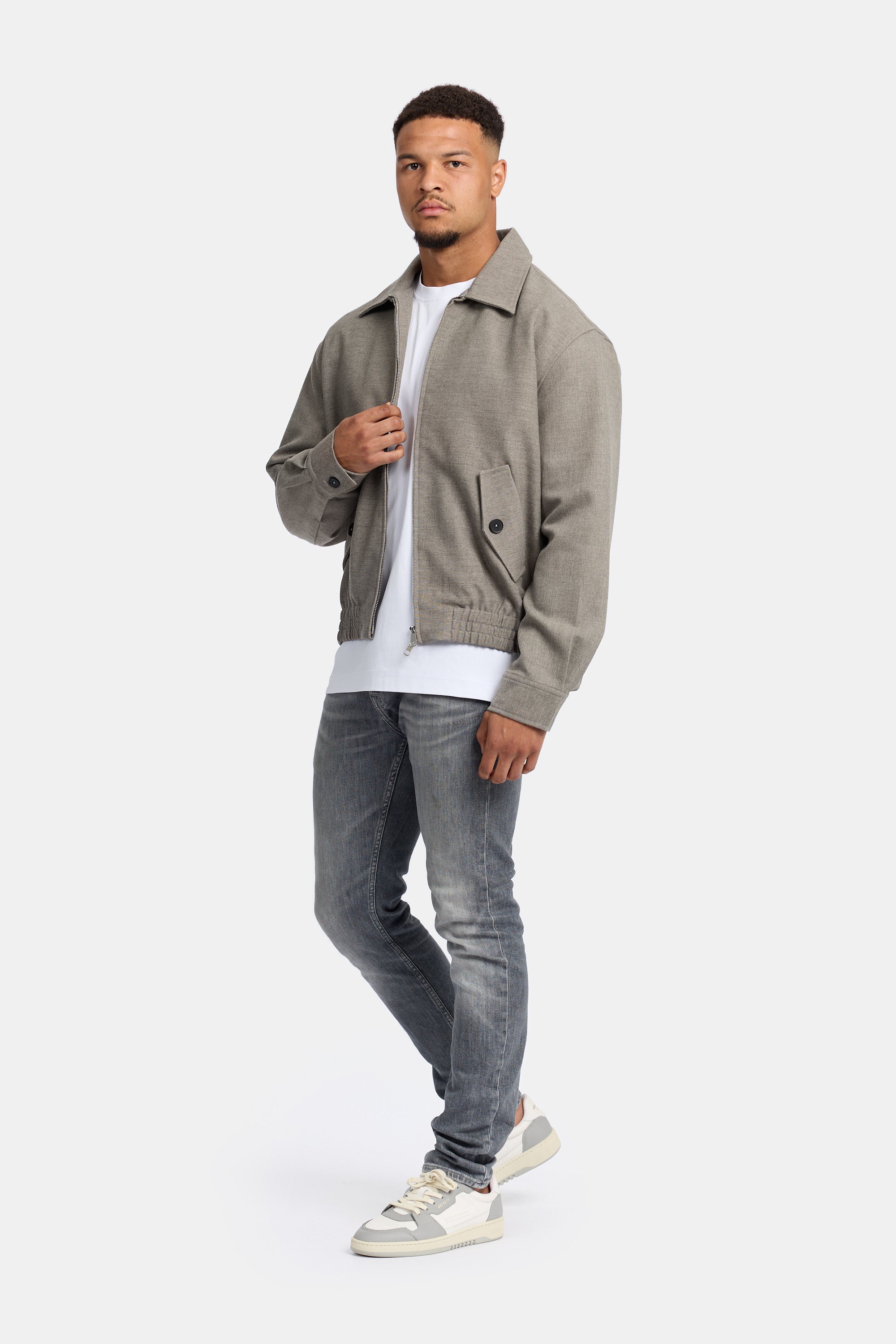CROPPPED PILOT JACKET LIGHT GREY